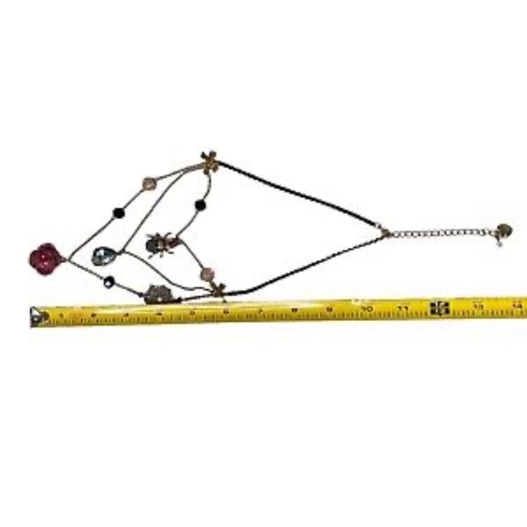 Betsey Johnson Layered Necklace Spider Web Rose Rhinestone - Picture 9 of 11